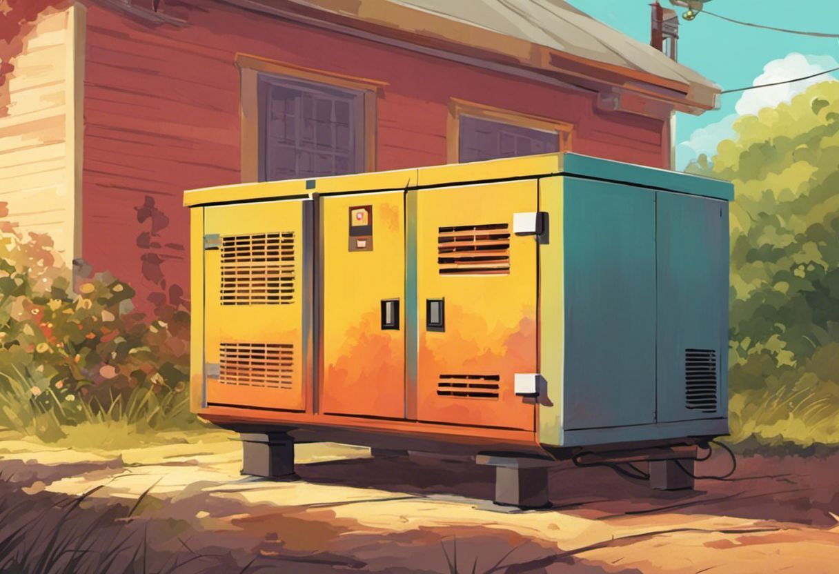 Illustration colorée et fantaisiste d'un générateur de secours