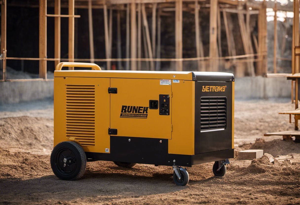 Puissant générateur professionnel sur le chantier (Powerful professional generator on site