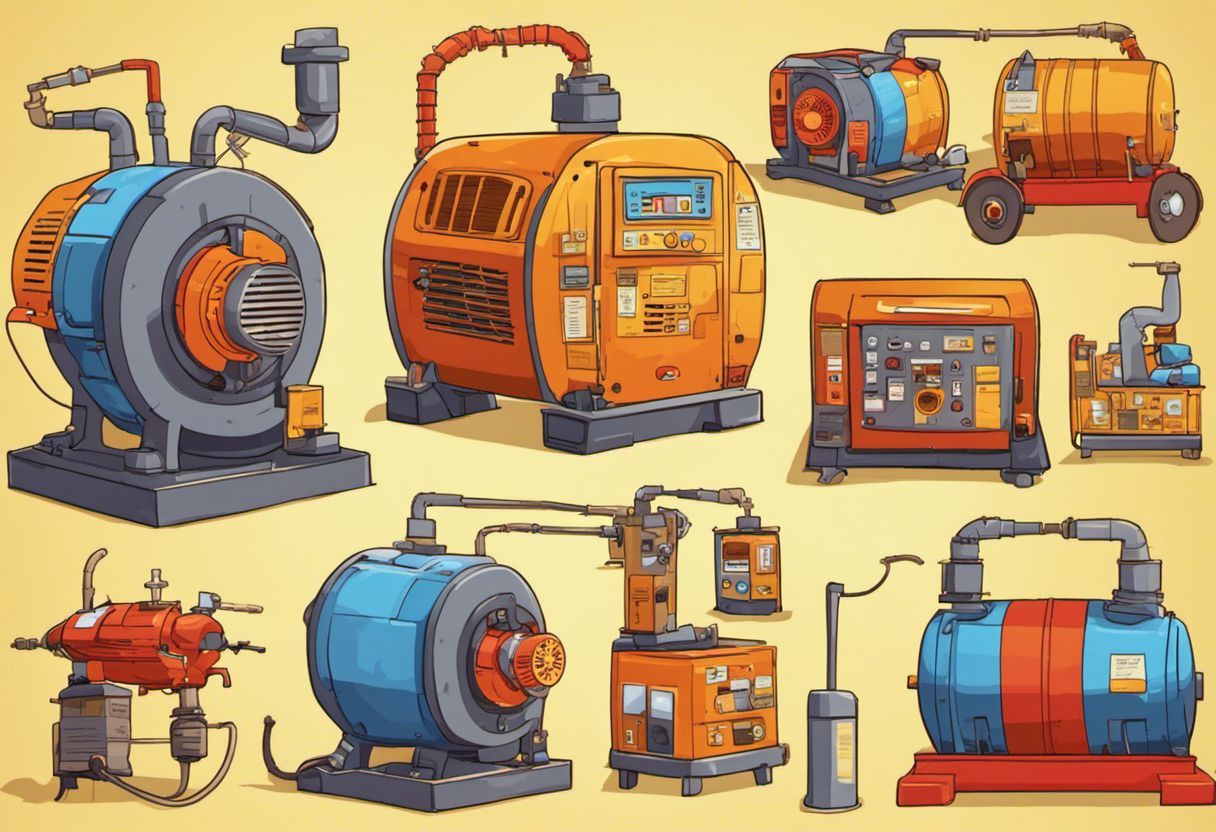 Illustration colorée montrant un générateur avec des indications.